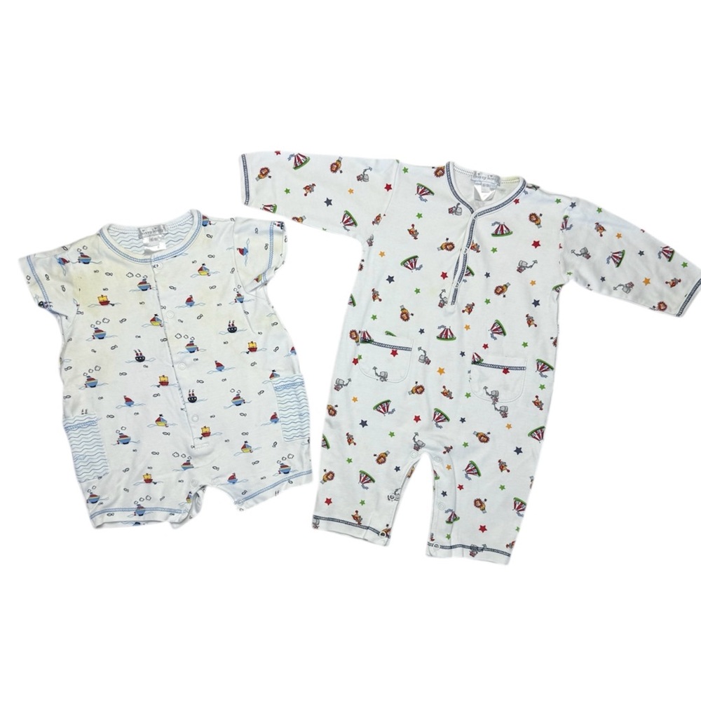 Kissy Kissy Cotton Playsuits Bundle White Nautical/Circus 6-9 Mons